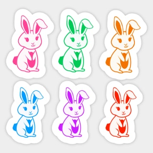 Cute Little Rainbow Bunny Rabbits Sticker